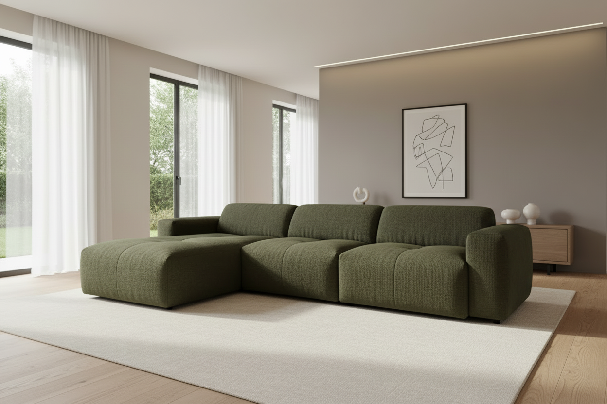 Designer L Ecksofa Calm modular in Bouclé