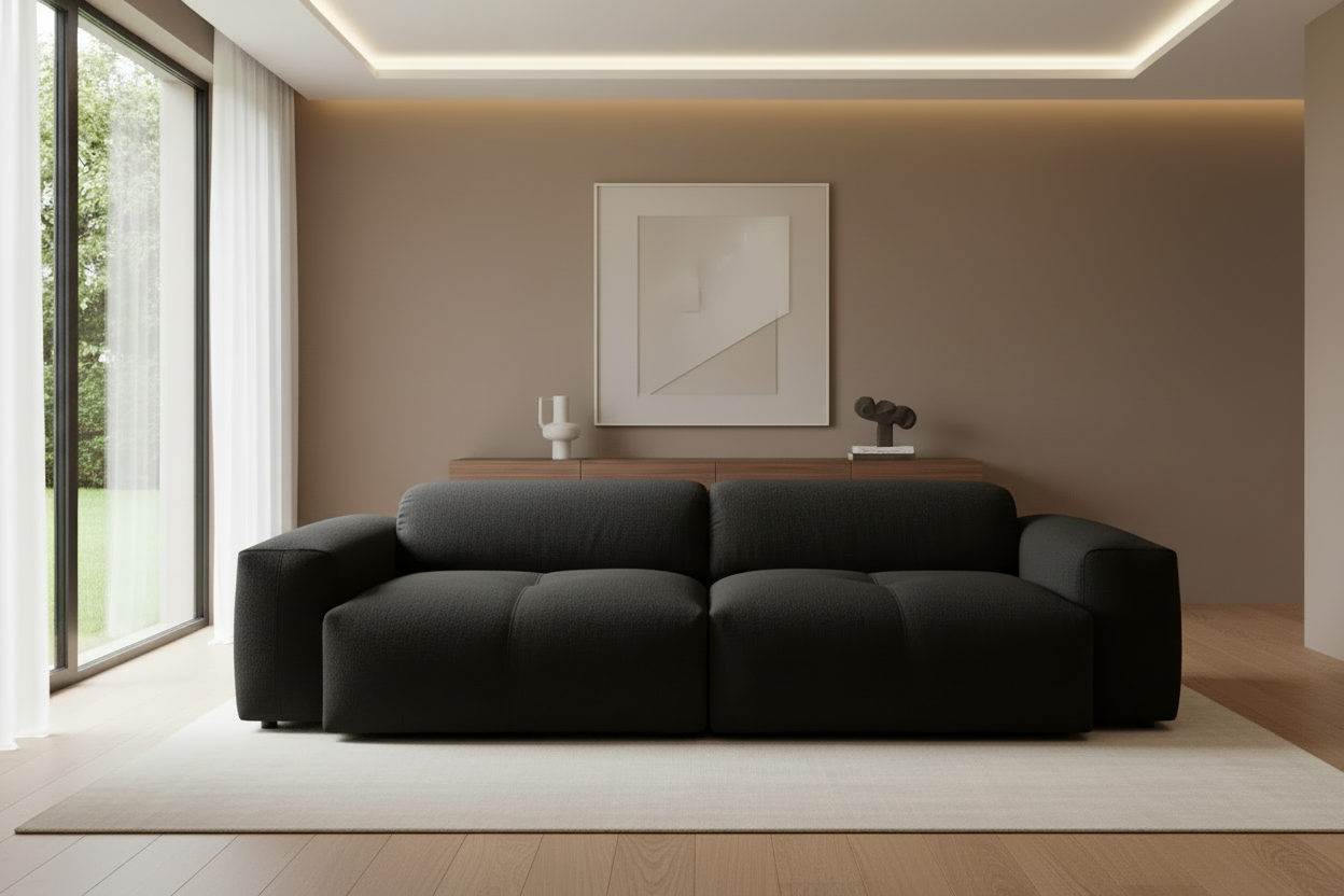 Calm Sofa in Black Bouclé