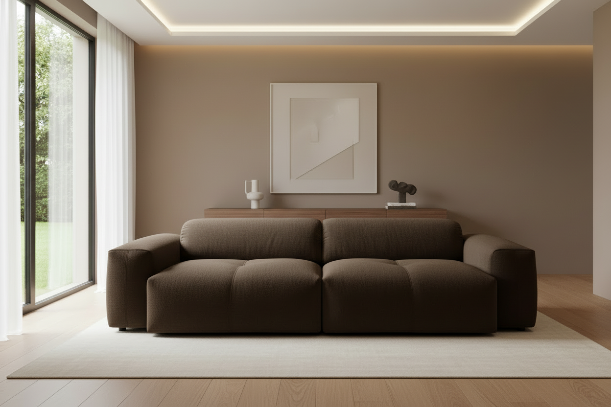 Calm Sofa in Braun Bouclé