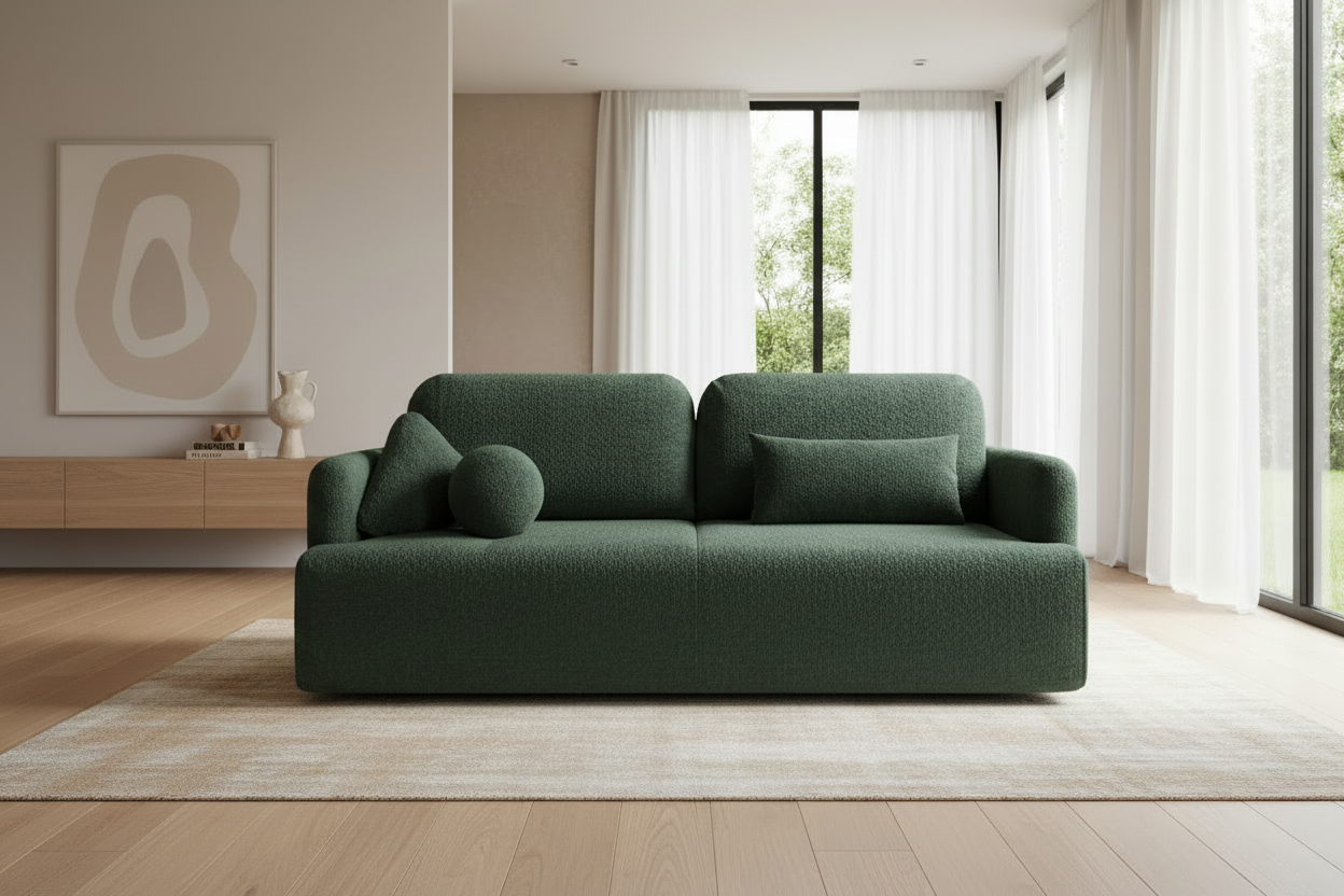 Cloud Sofa in Green Bouclé