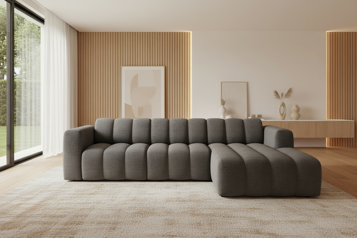 Designer Ecksofa Bummel L modular in Bouclé