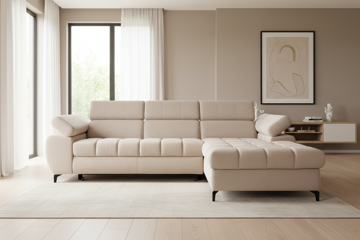 Designer Ecksofa Lugano I mit Schlaff- & Bettkasten in Samt