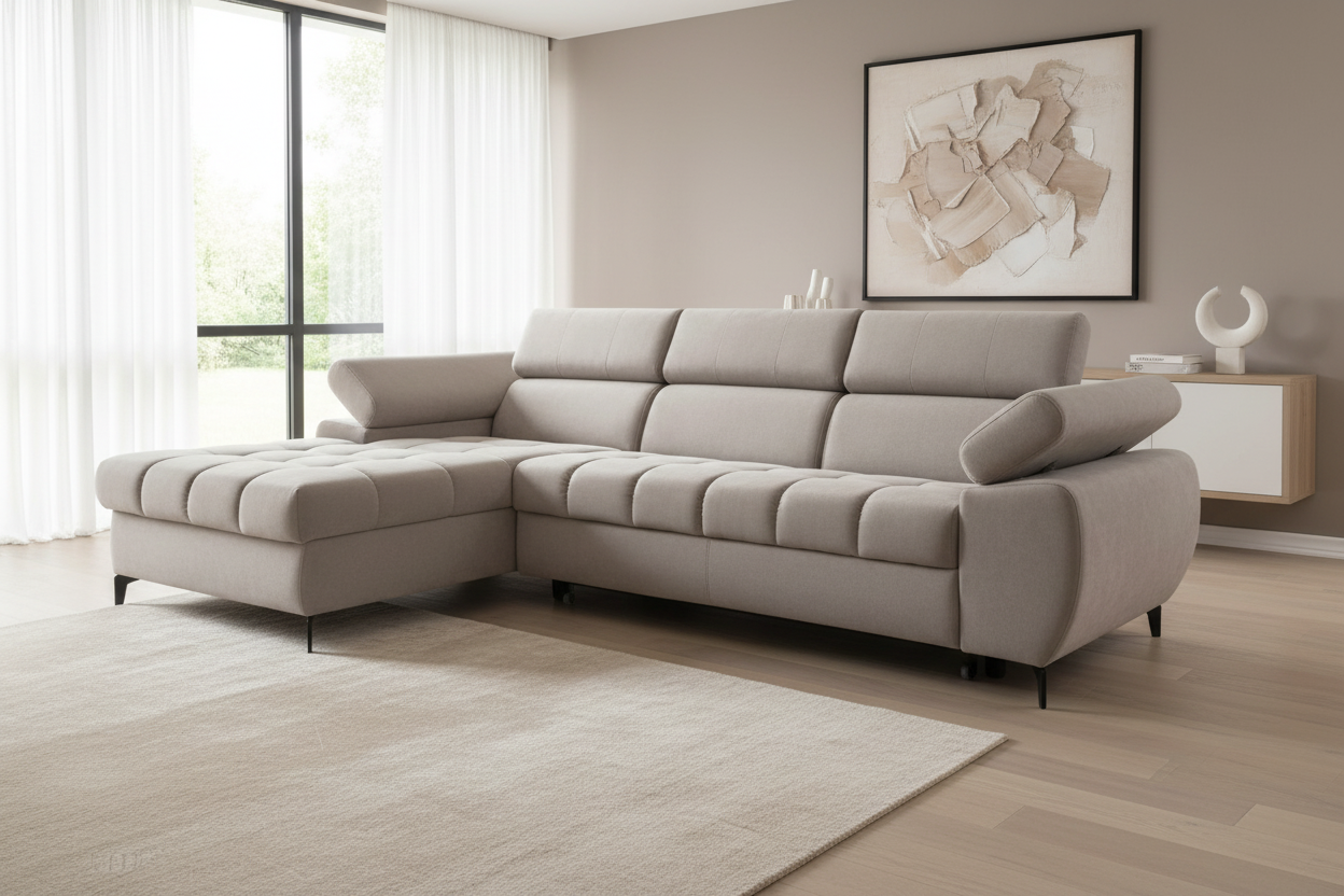 Designer Ecksofa Lugano I mit Schlaff- & Bettkasten in Samt