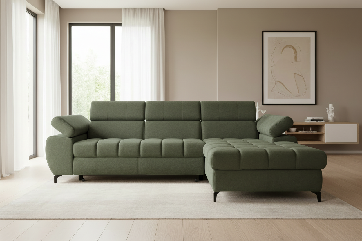 Designer Ecksofa Lugano I mit Schlaff- & Bettkasten in Samt