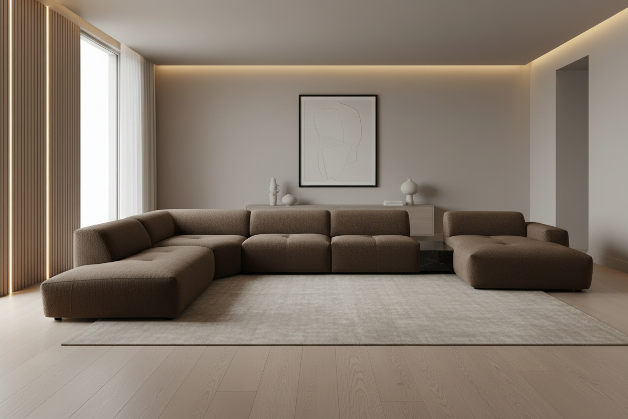 Designer Wohnlandschaft Calm Braun - Frontalansicht