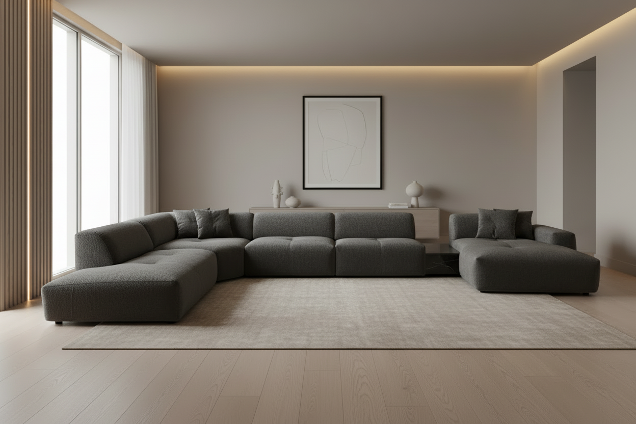 Designer Wohnlandschaft Calm Dunkelgrau - Frontalansicht