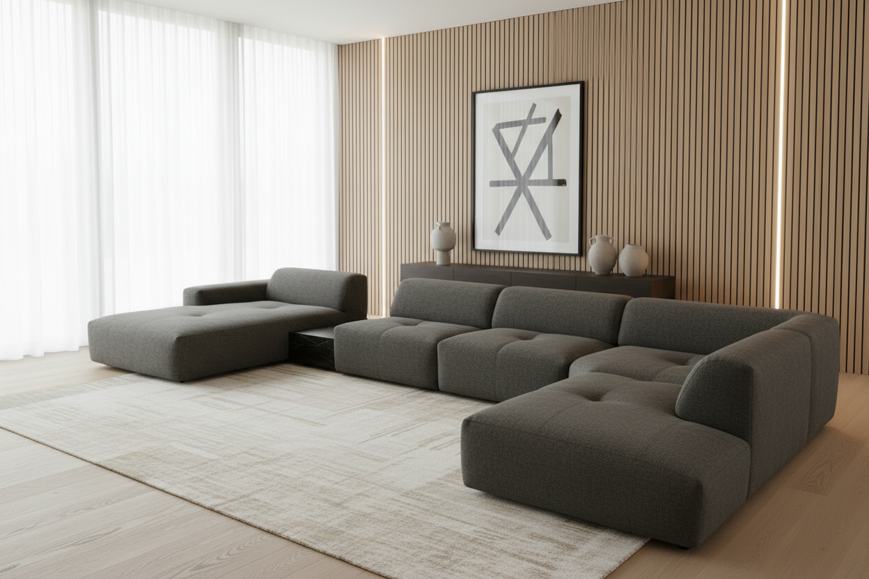 Designer Wohnlandschaft Calm modular in Bouclé