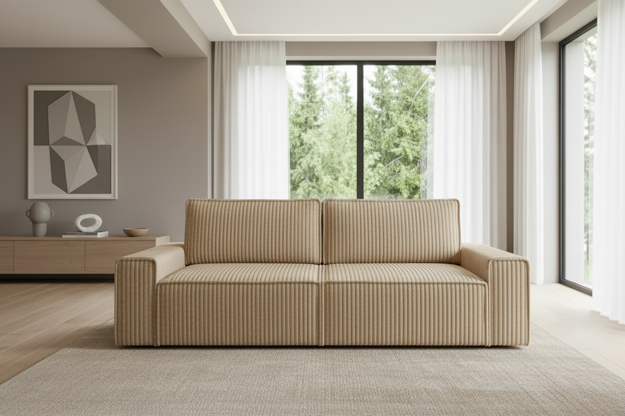 Domo Sofa in Lighter Beige Corduroy
