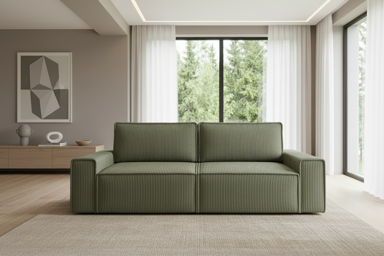 Domo Sofa in Tilia Olive Green Corduroy