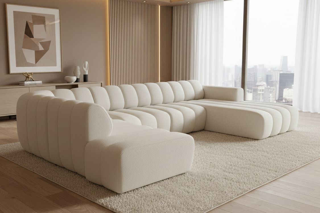 Designer Wohnlandschaft Bummel modular in Bouclé