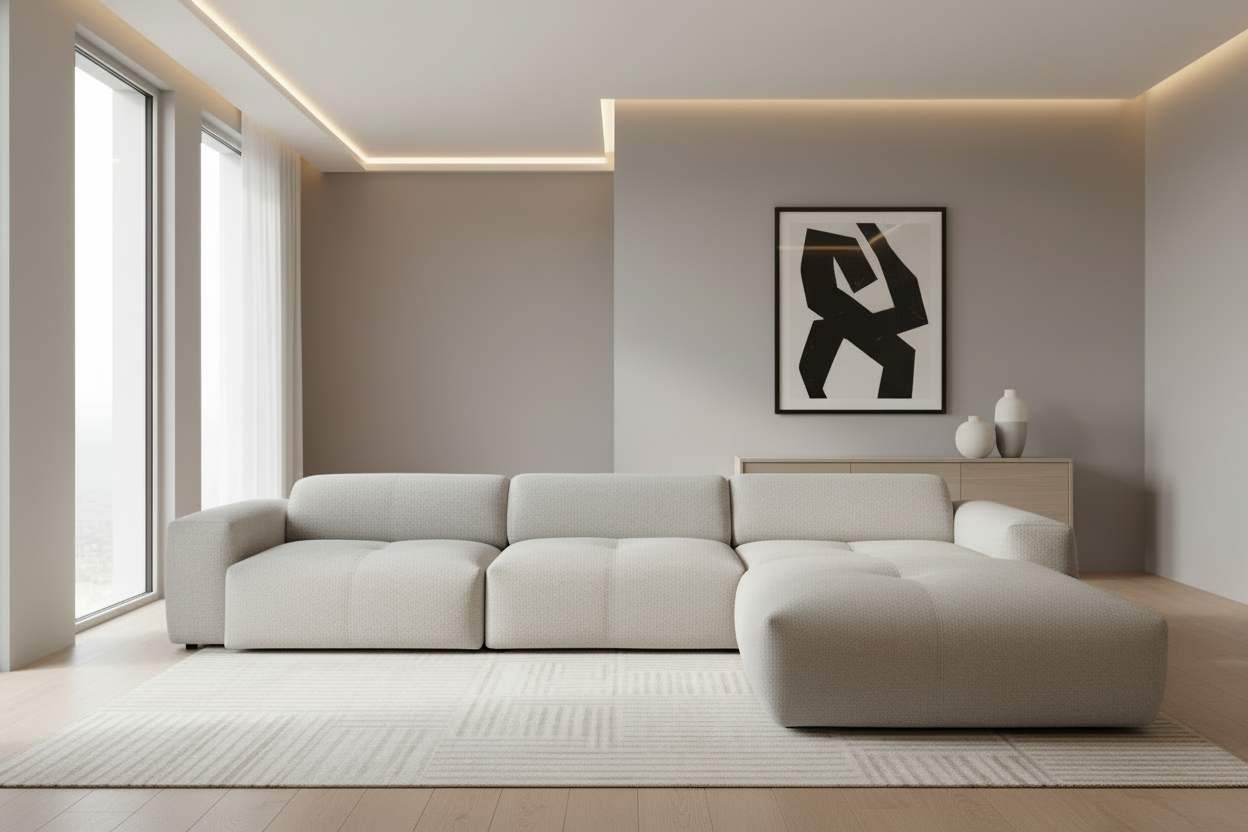 Designer Ecksofa Calm L modular in Bouclé