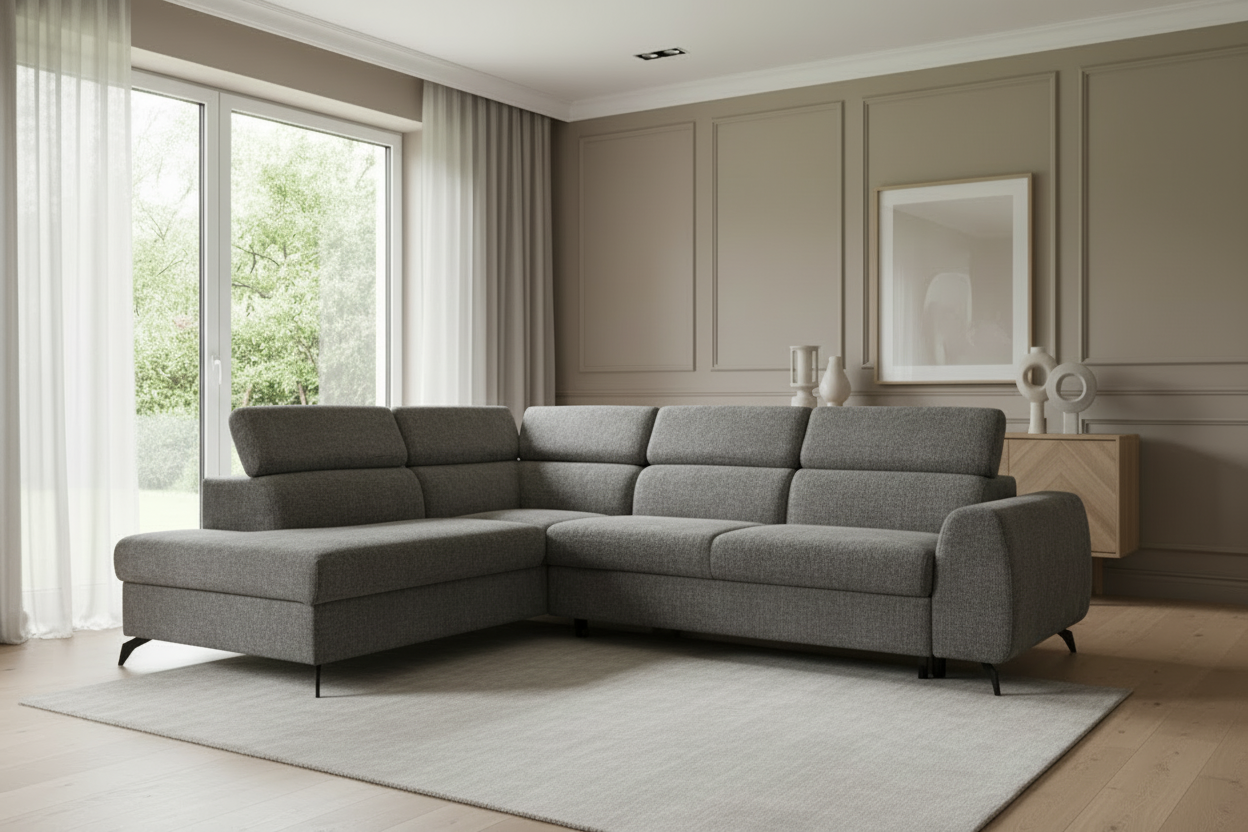 Ecksofa STILLE in Bouclé Abriamo Grau