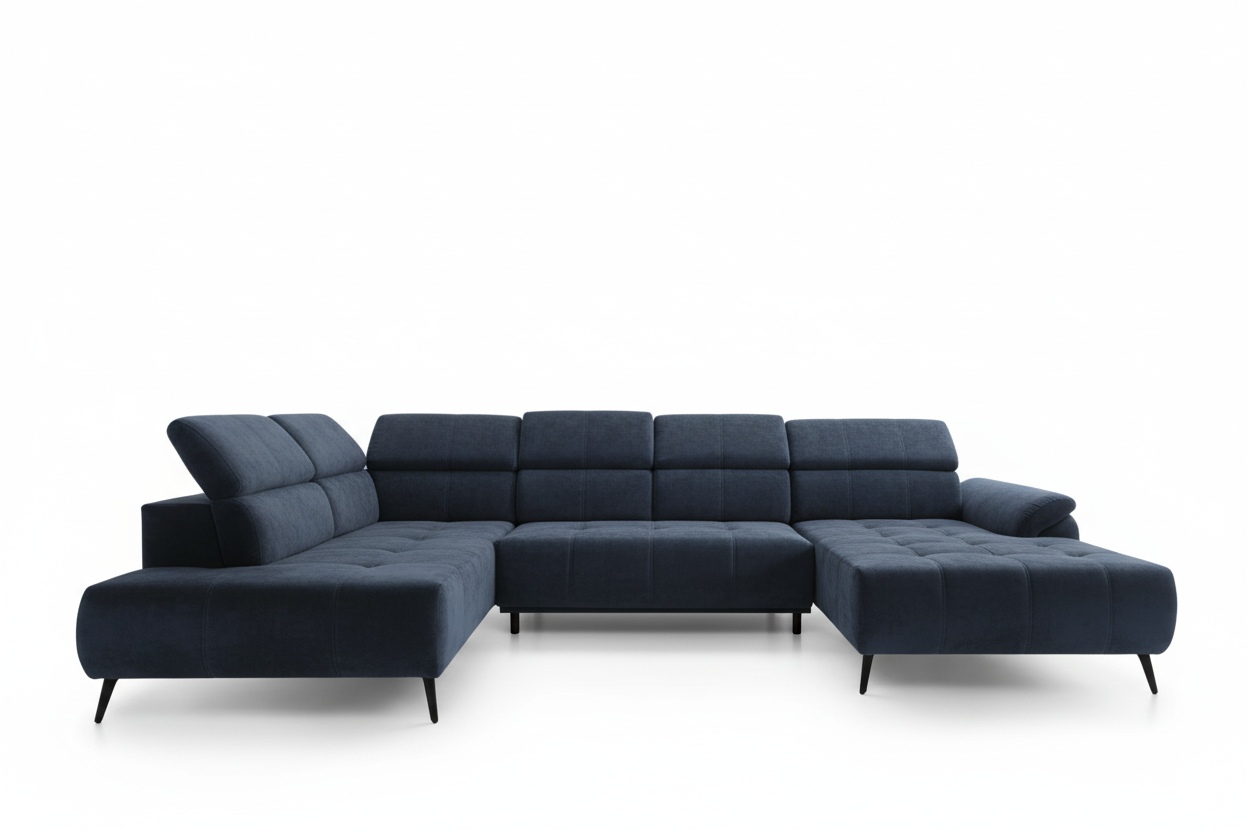 Designer Ecksofa Genova III mit elektrischer Sitzverlängerung in Chenille