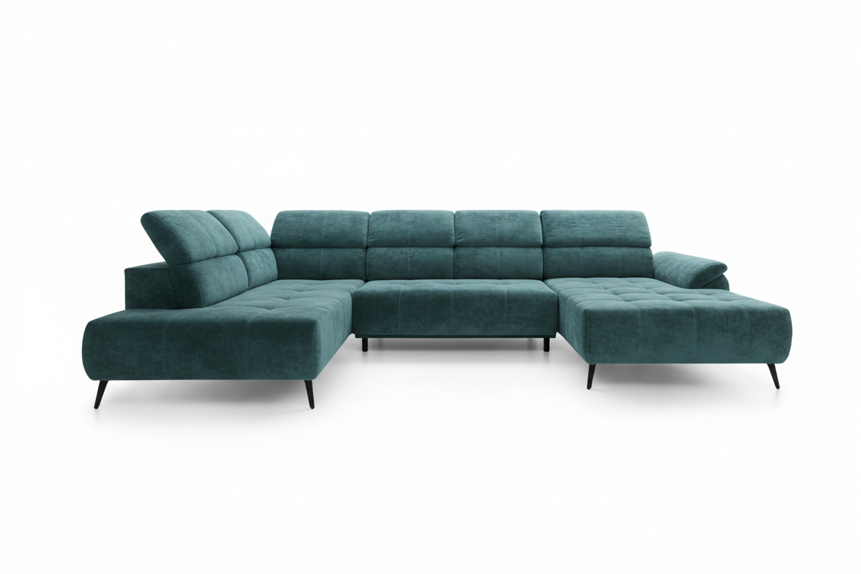 Designer Ecksofa Genova III mit elektrischer Sitzverlängerung in Chenille