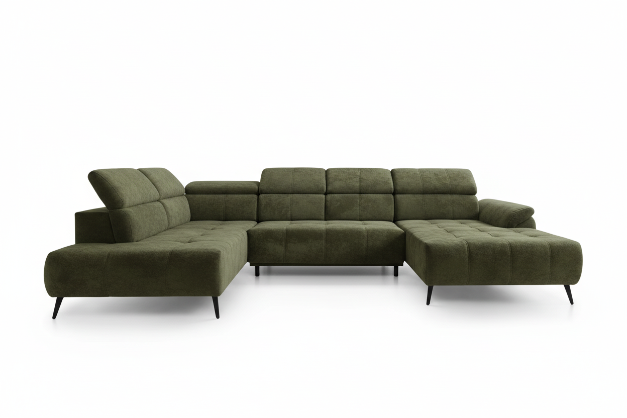 Designer Ecksofa Genova III mit elektrischer Sitzverlängerung in Chenille