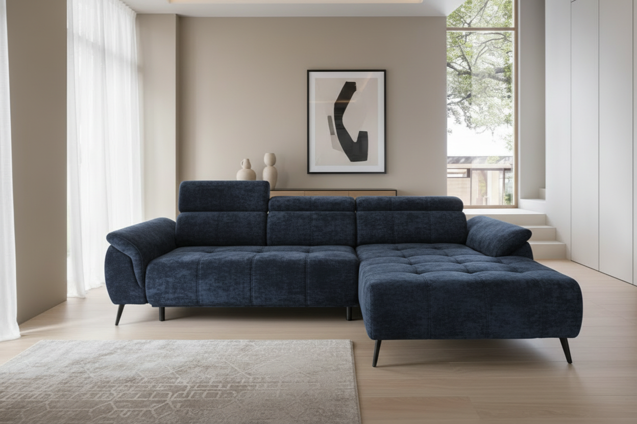 Genova I Ecksofa in Aphrodite Chenille Blue