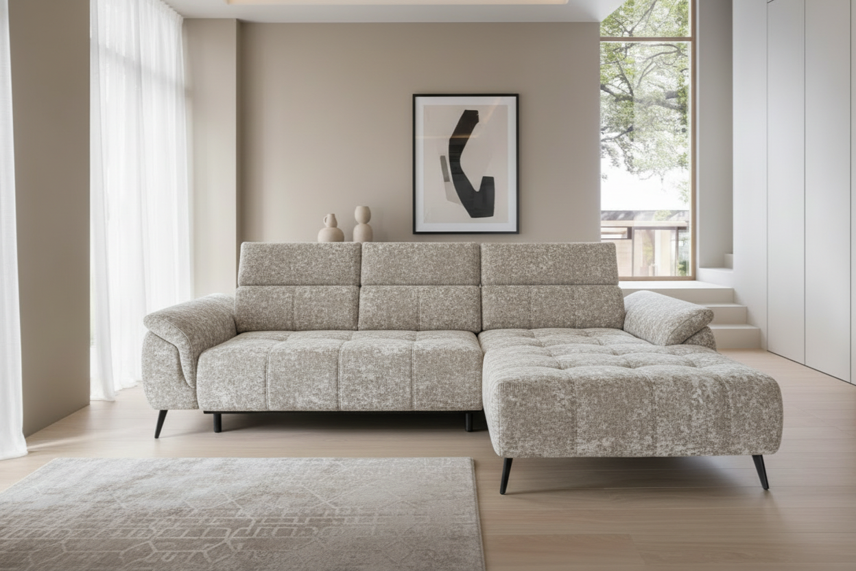 Genova I Ecksofa in Aphrodite Grey Chenille