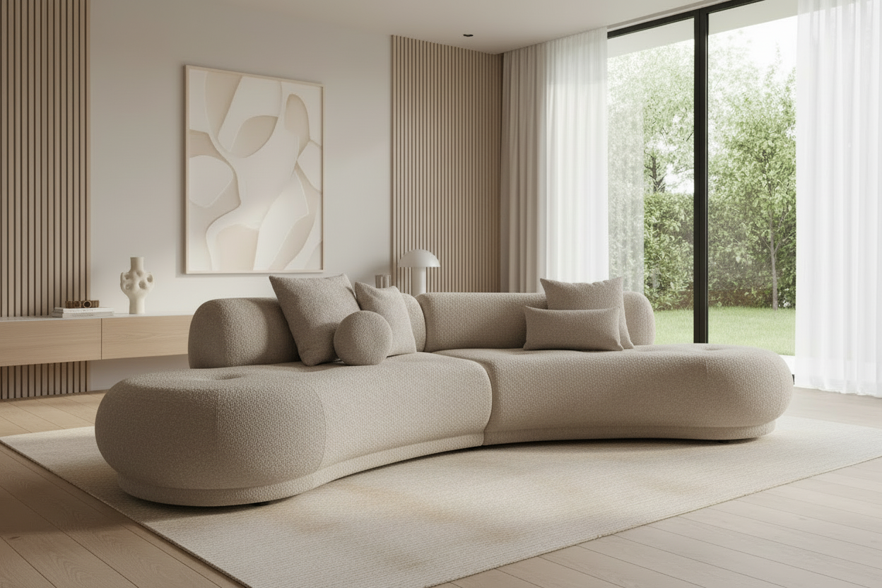 Gio COTTL-COTTR Sofa in Greige/Taupe Bouclé