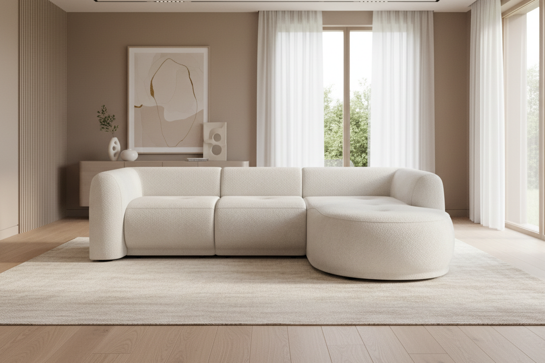 Designer Ecksofa Gio L modular in Bouclé