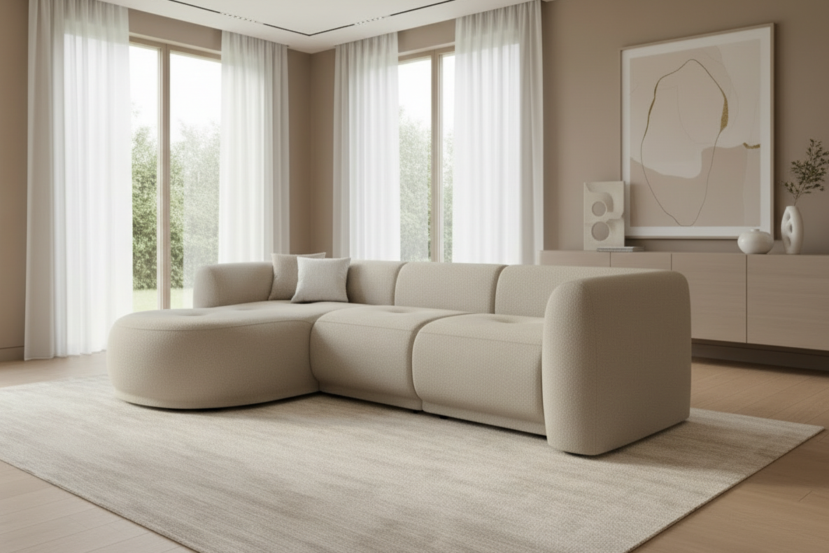 Designer Ecksofa Gio L modular in Bouclé