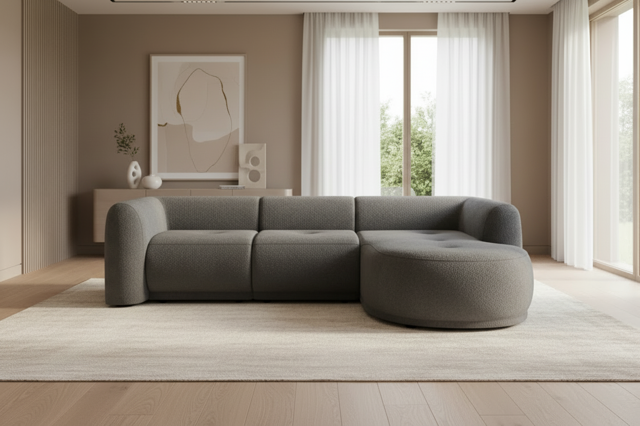 Gio Ecksofa in Bouclé ABRIAMO Dunkelgrau