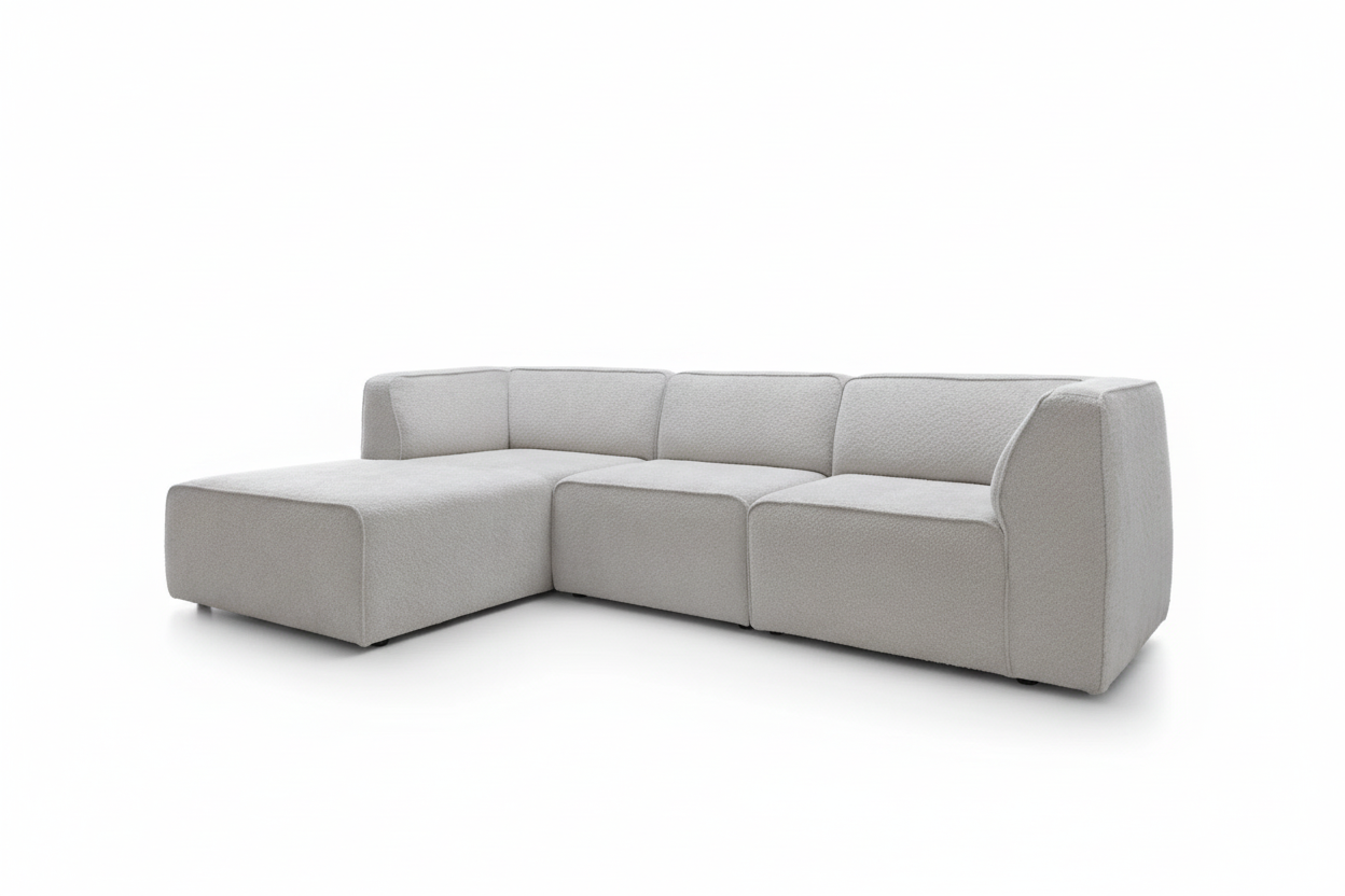 Hugg Ecksofa Helleres Grau Schrägansicht