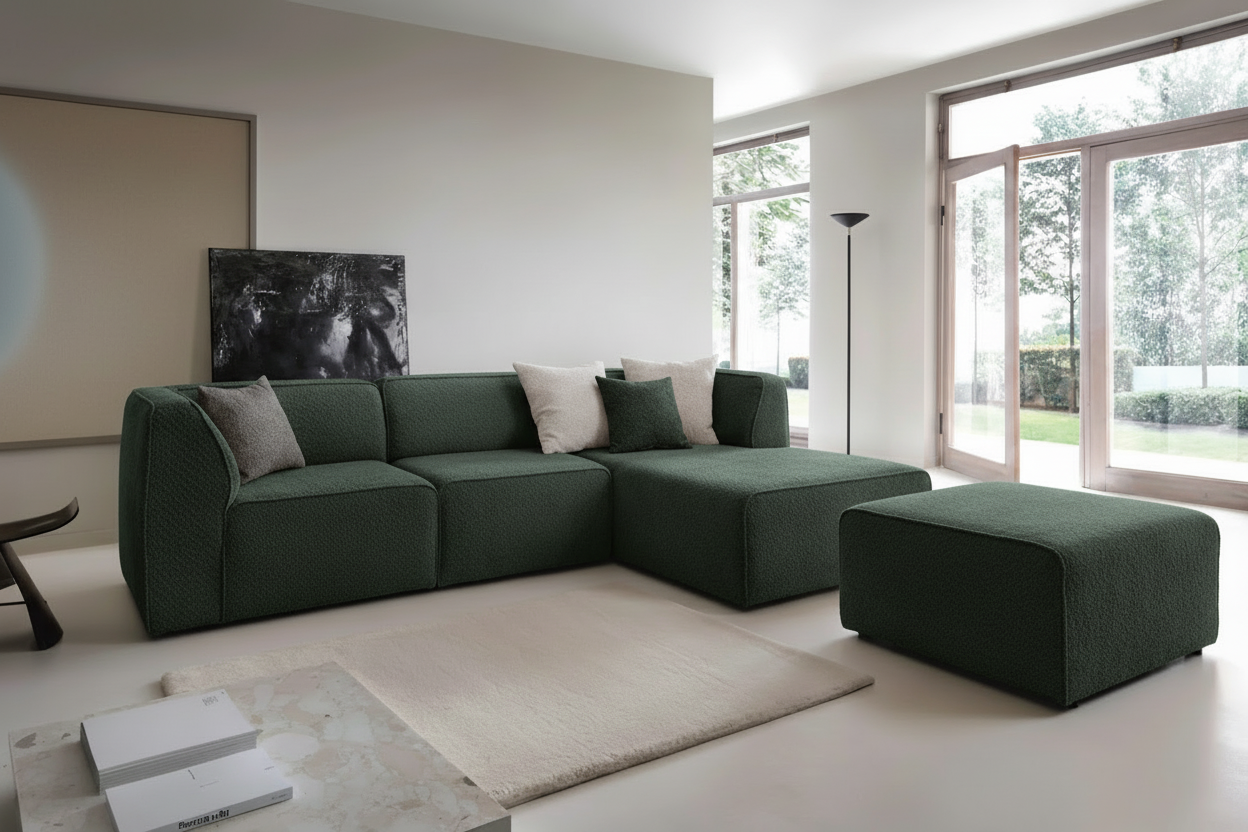 Hugg Ecksofa in Bouclé Green