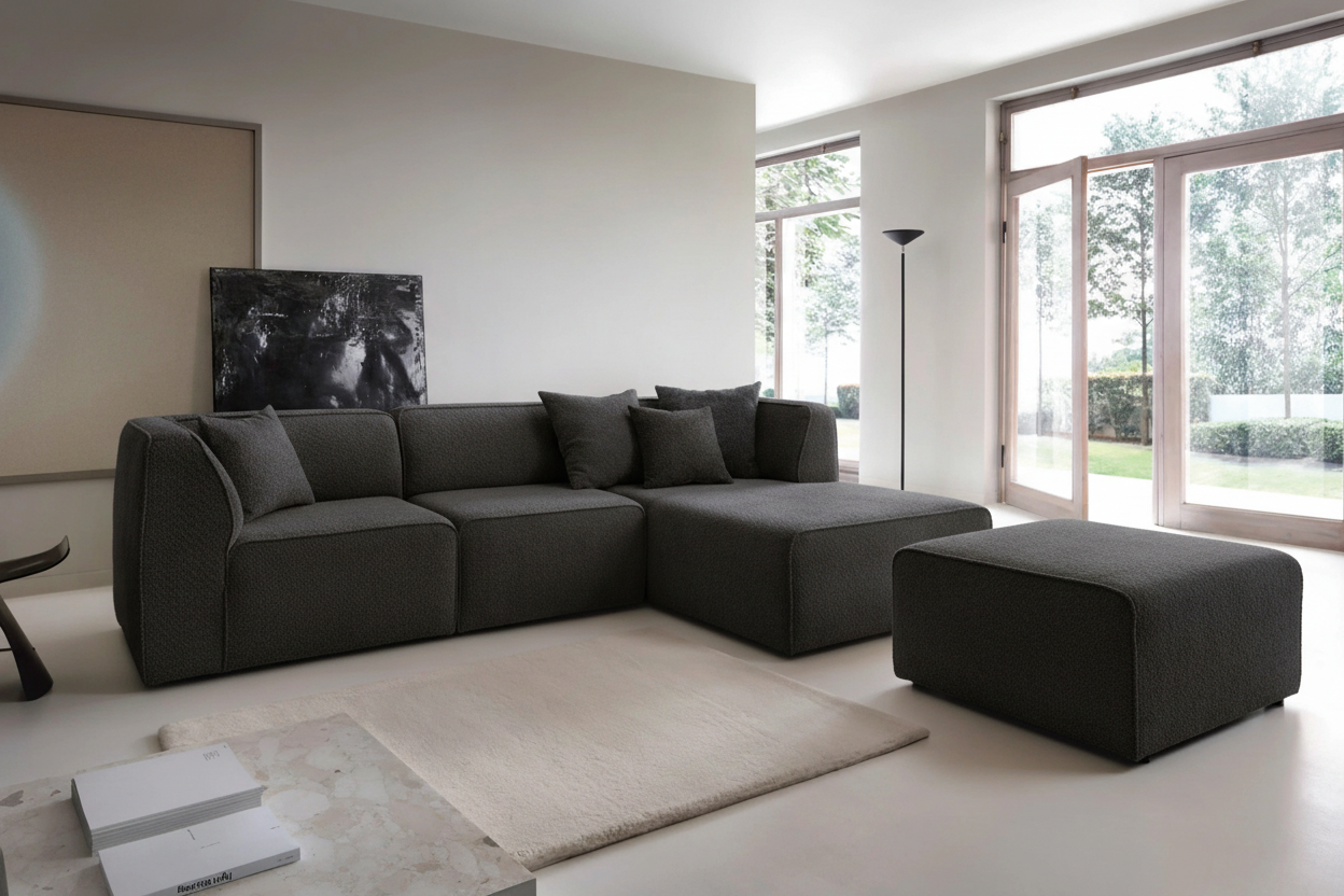 Hugg II Ecksofa in Abriamo Dark