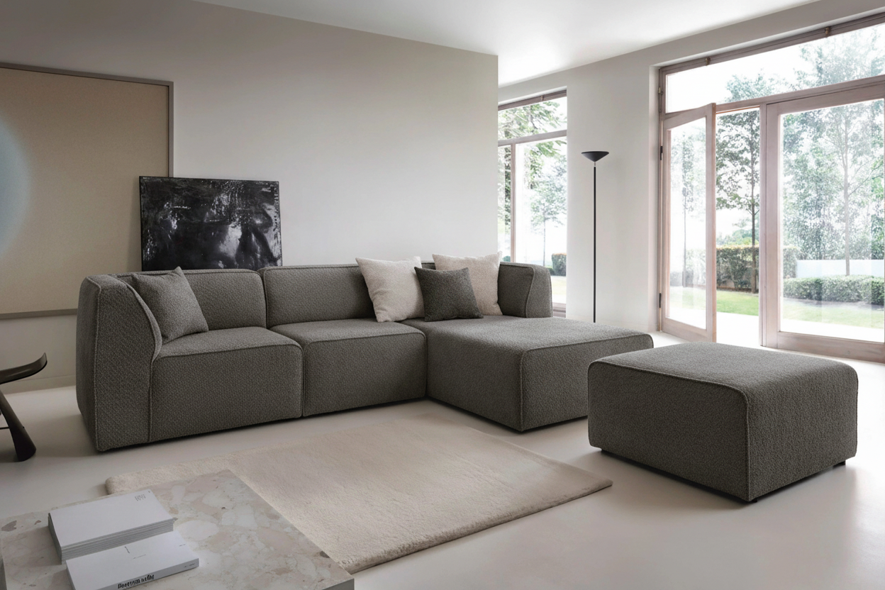 Hugg II Ecksofa in hellerem Dunkelgrau