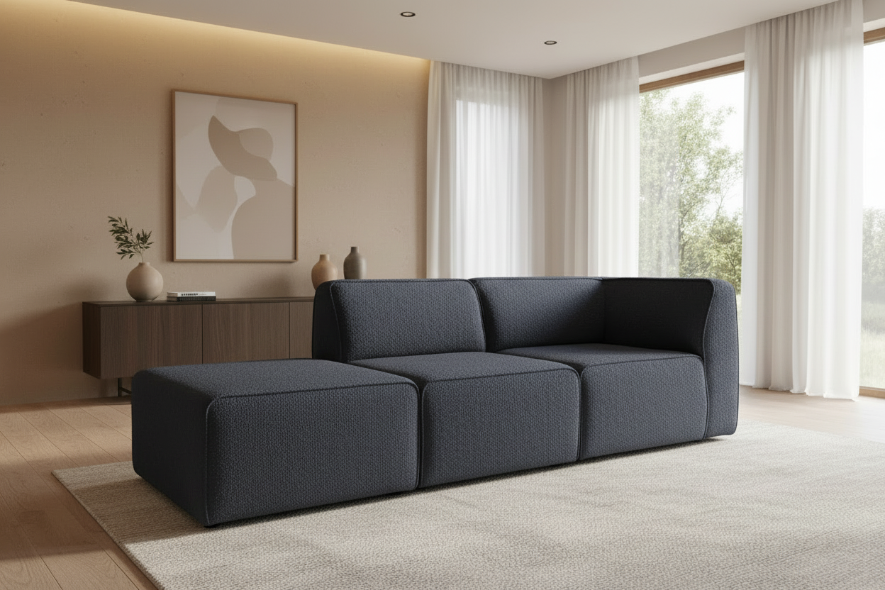 Hugg POUF-1-1A Sofa in Navy Blue