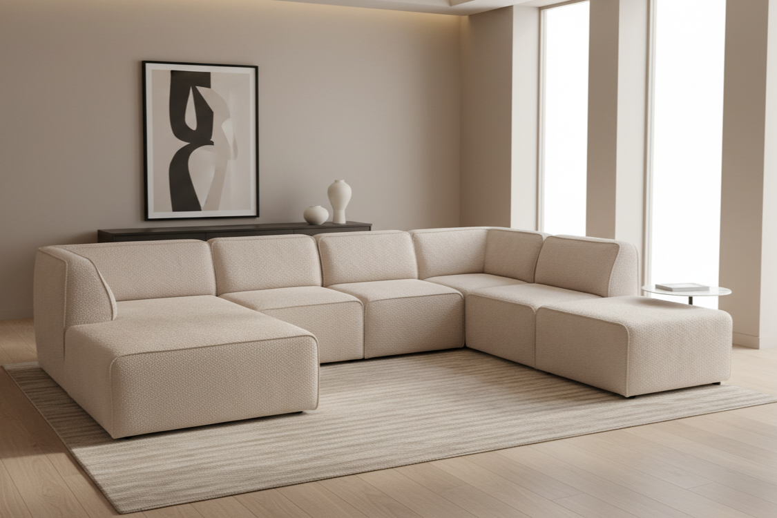 Designer Wohnlandschaft Hugg Modular in Bouclé