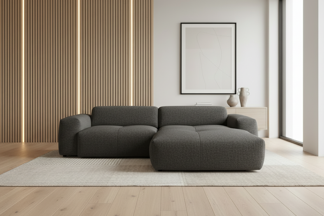 Designer Ecksofa Calm modular 3-Sitzer in Bouclé