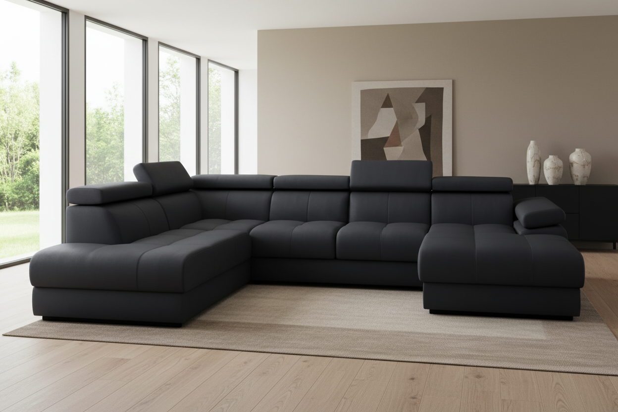 Designer Ecksofa Lizbona III mit Schlaffunktion & Bettkasten in Samt