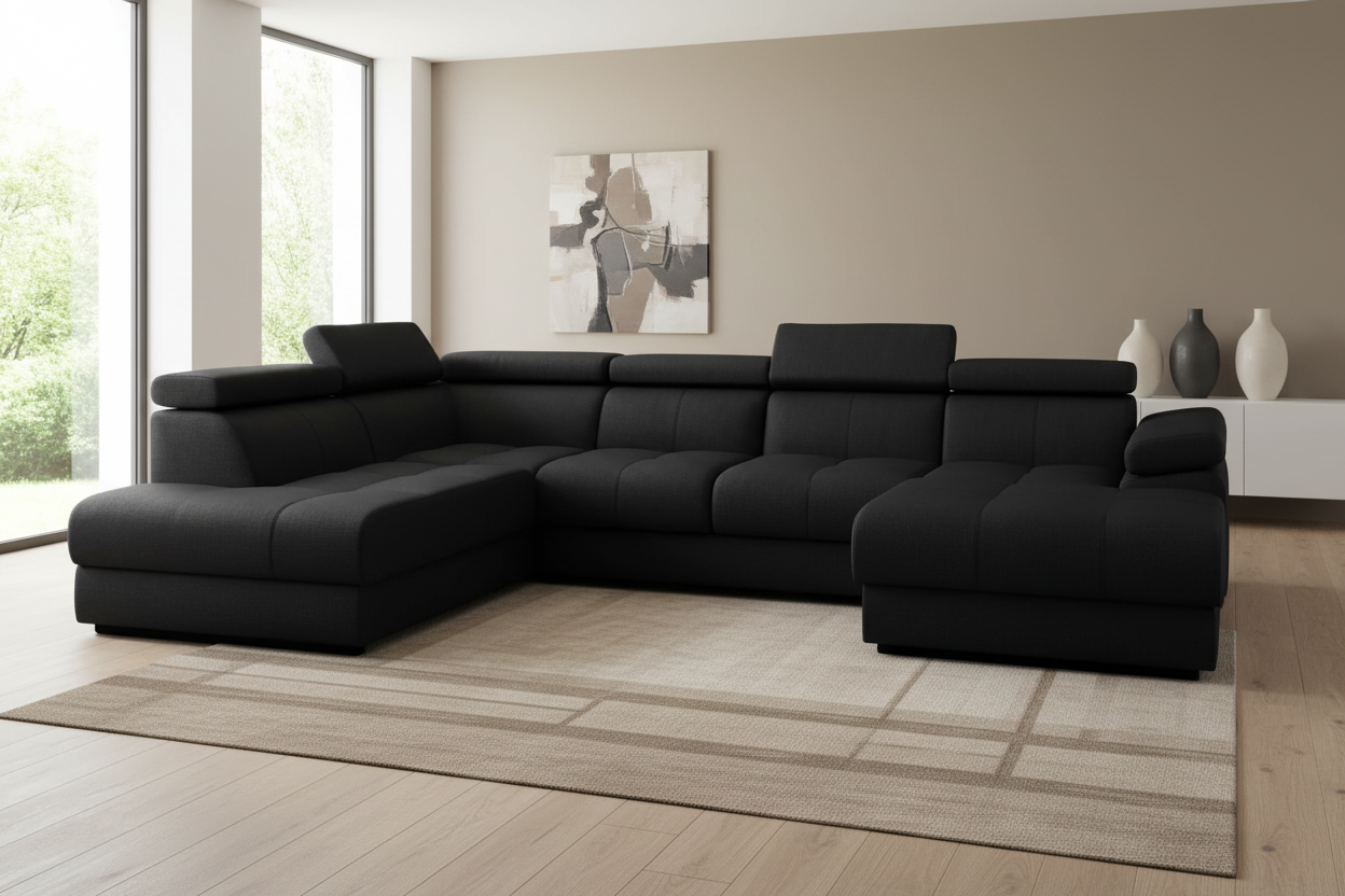 Designer Ecksofa Lizbona III mit Schlaffunktion & Bettkasten in Samt