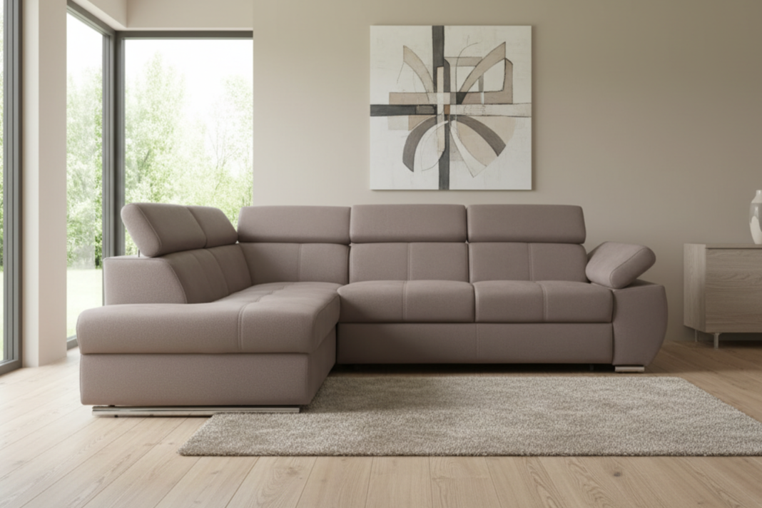 Designer Ecksofa Lizbona II mit Schlaffunktion & Bettkasten in Samt