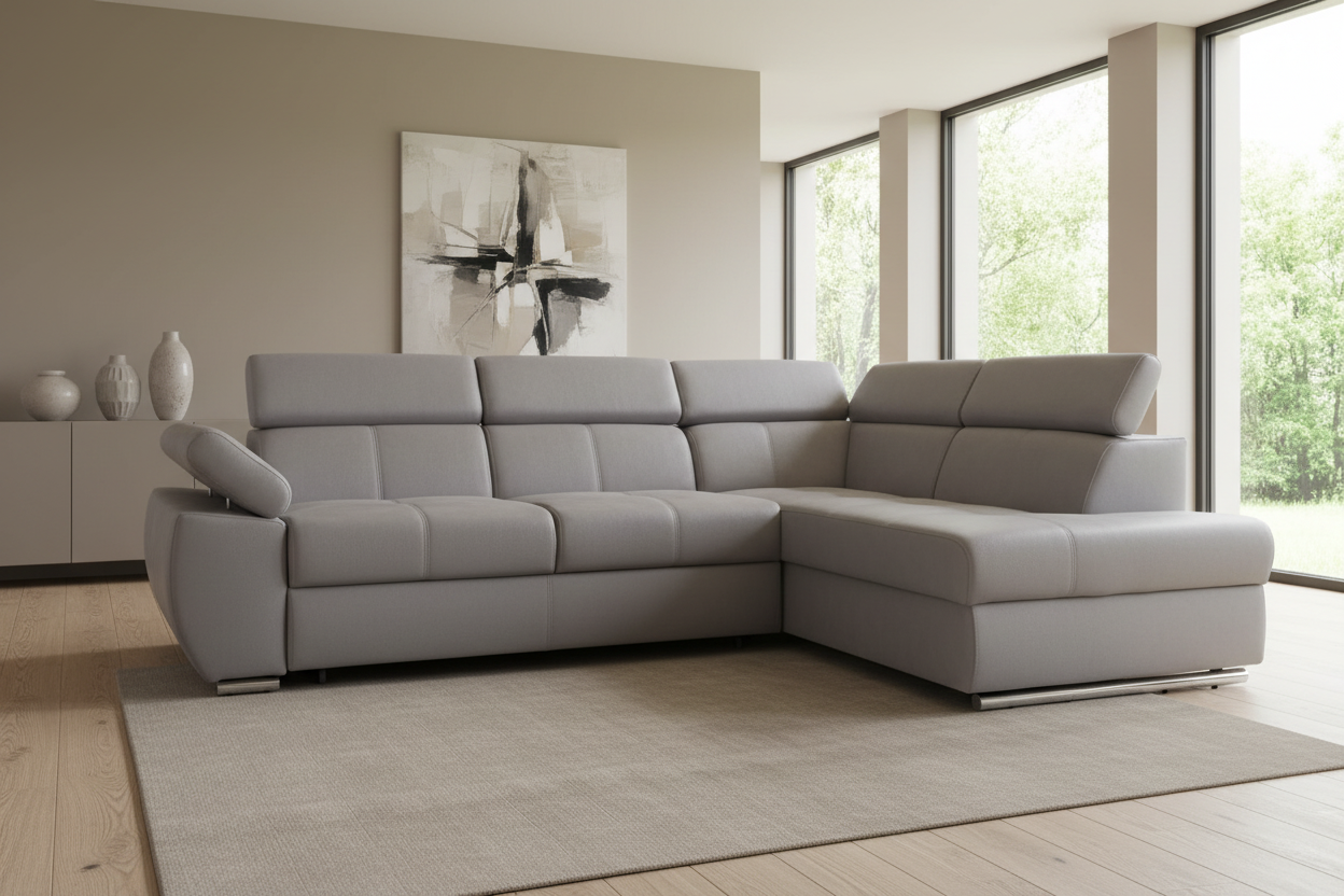 Loco Ecksofa Hellgrau - 45° Schrägansicht