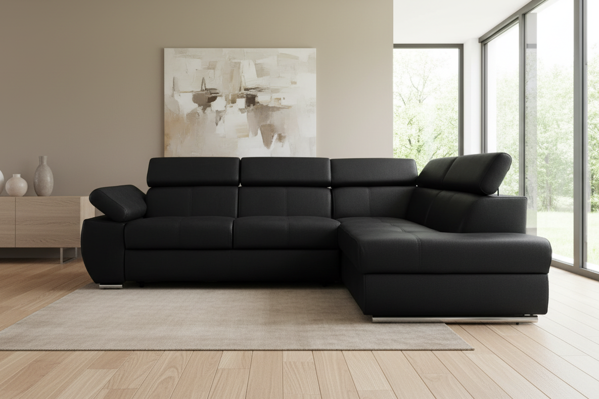 Designer Ecksofa Lizbona II mit Schlaffunktion & Bettkasten in Samt