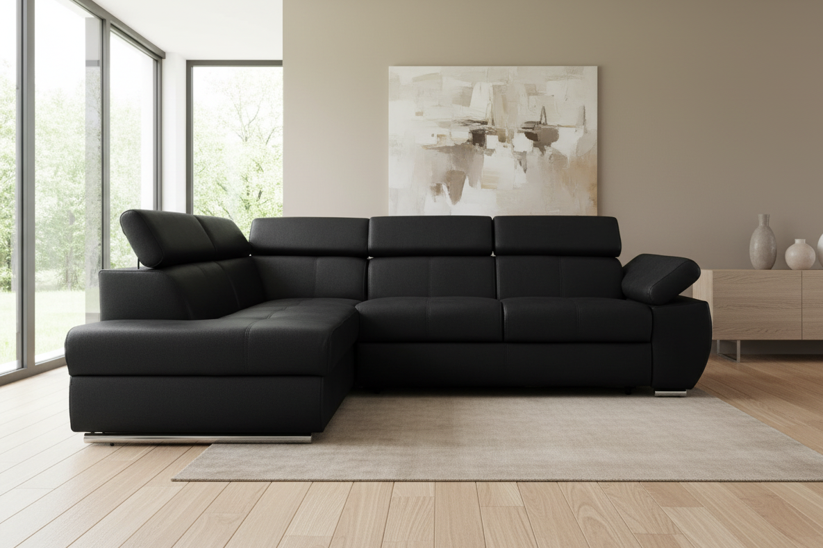 Designer Ecksofa Lizbona II mit Schlaffunktion & Bettkasten in Samt