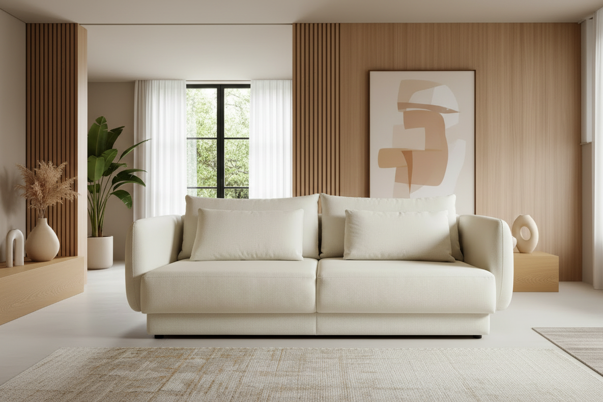 Designer Sofa Evora mit Schlaf- und Bettkasten in Stoff