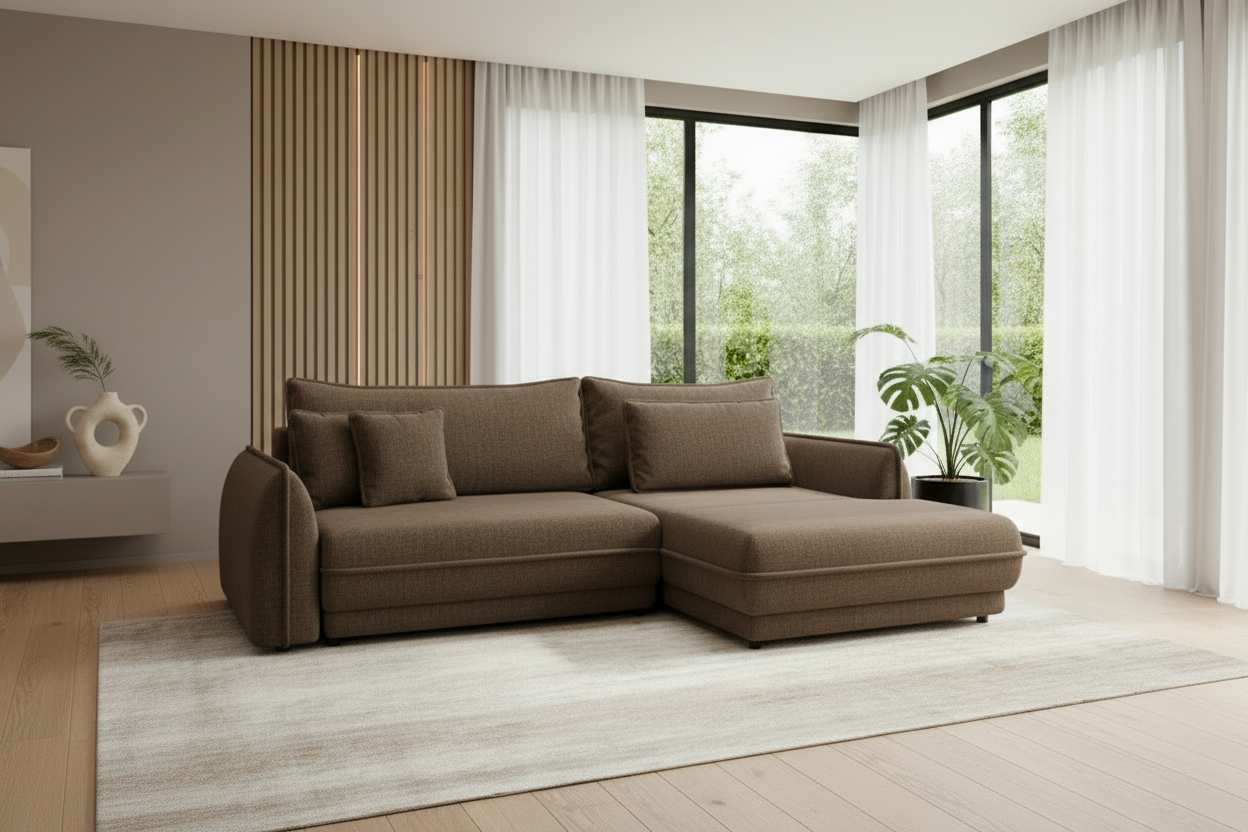 Mojave Ecksofa Braun 45° Ansicht