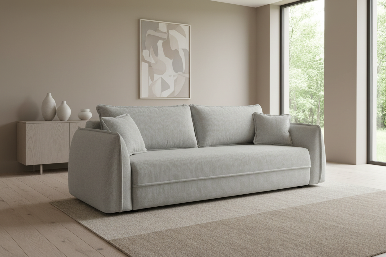 Momo Sofa Hellgrau - 45° Schrägansicht