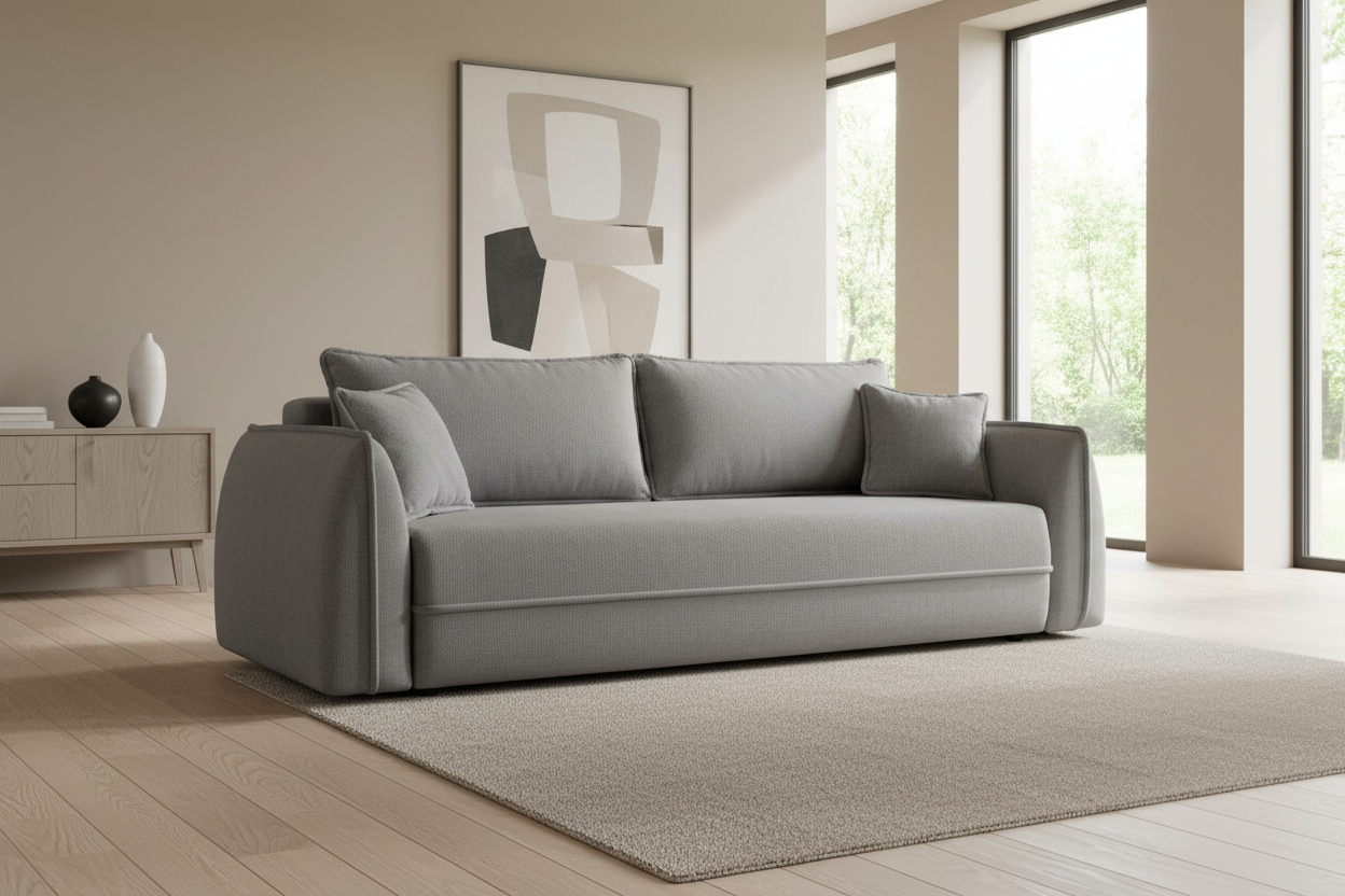 Momo Sofa Mittelgrau - 45° Schrägansicht