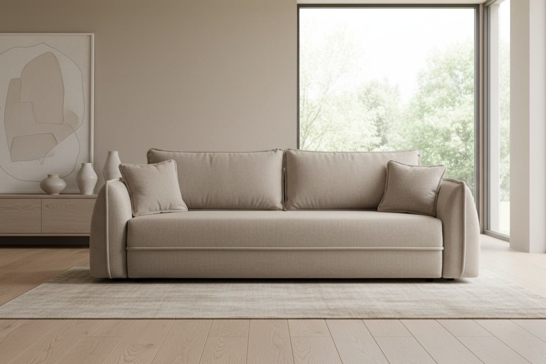 Designer Sofa Moho mit Schlaf- und Klappfunktion in Stoff