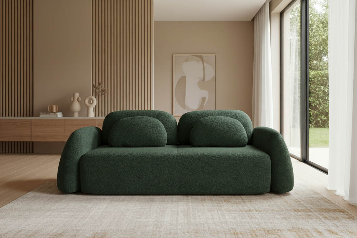 Monsoon Sofa in Dark Green Bouclé