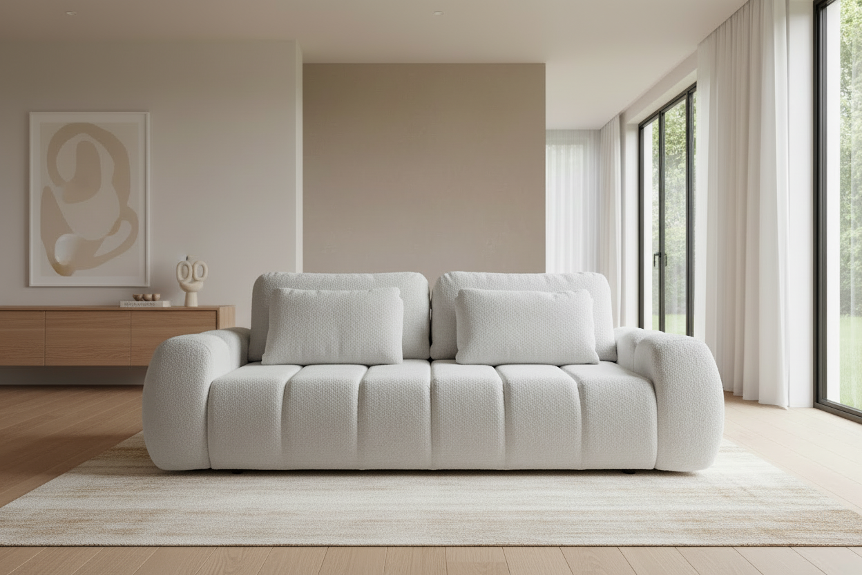 Mooma Sofa in Hellgrau Bouclé