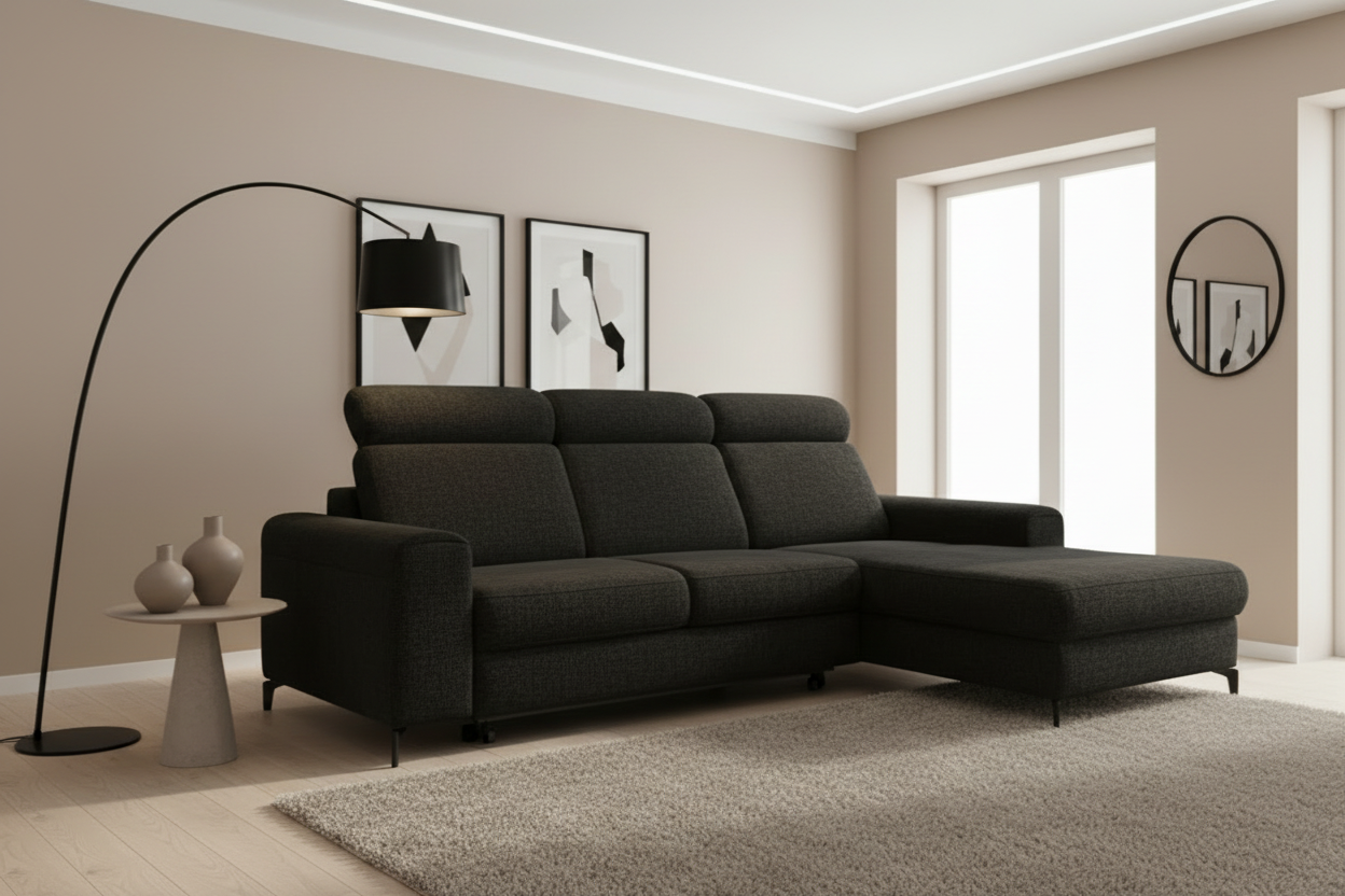 Notte Ecksofa Schwarz Schräg