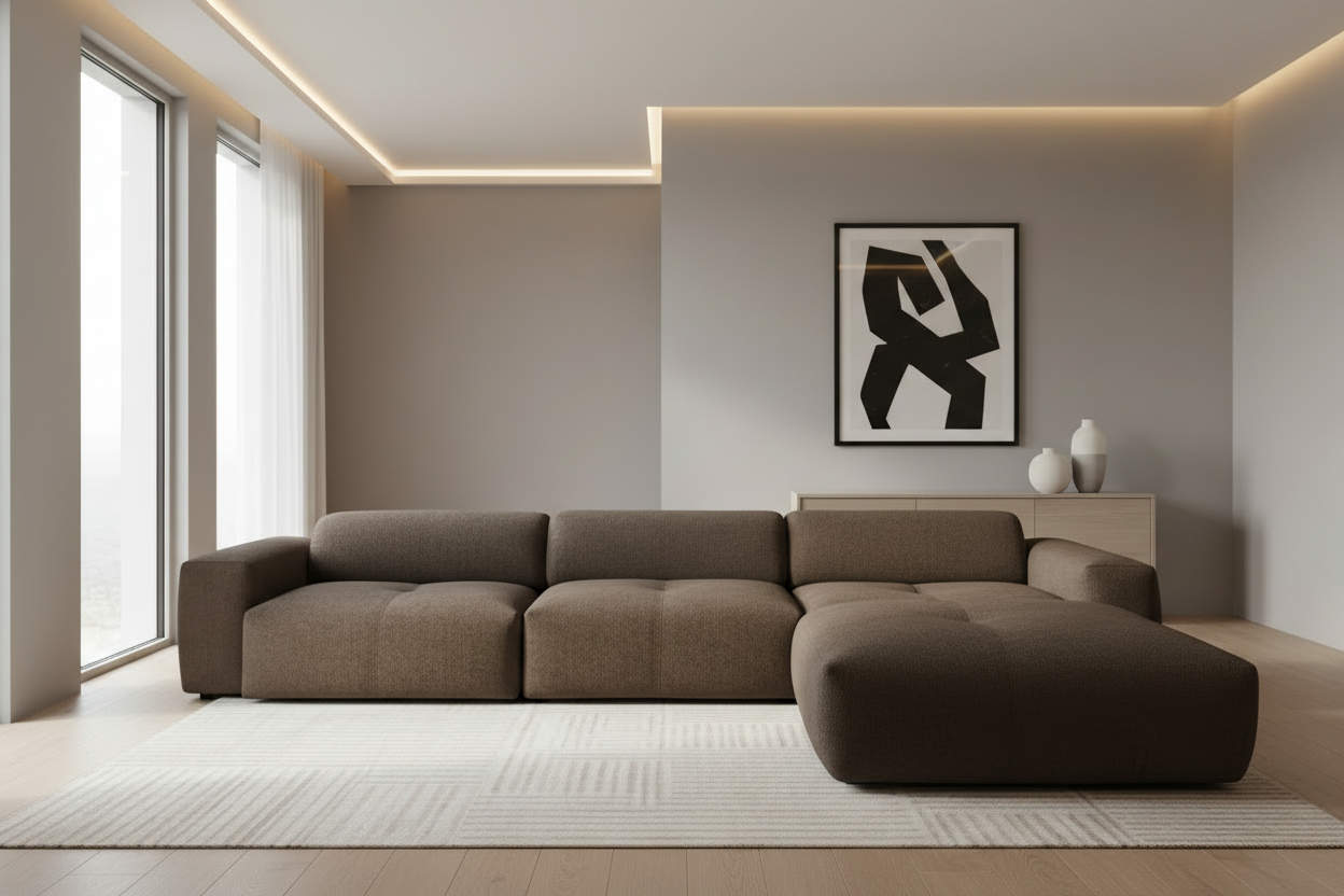 Designer Ecksofa Calm L modular in Bouclé