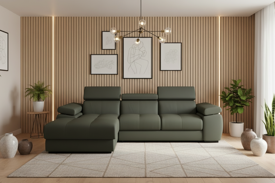 Designer Ecksofa Lizbona I mit Schlaf- & Bettkasten in Samt