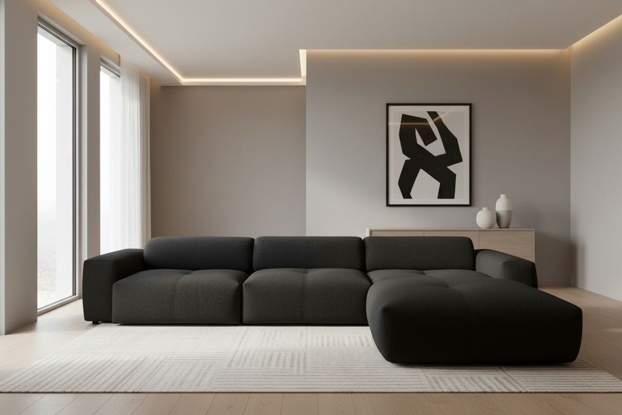 Designer Ecksofa Calm L modular in Bouclé