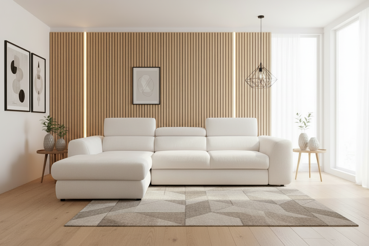 Designer Ecksofa Bluvel I mit Schlaffunktion & Bettkasten in Chenille